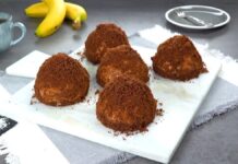 Bolinhos com creme de coco e banana