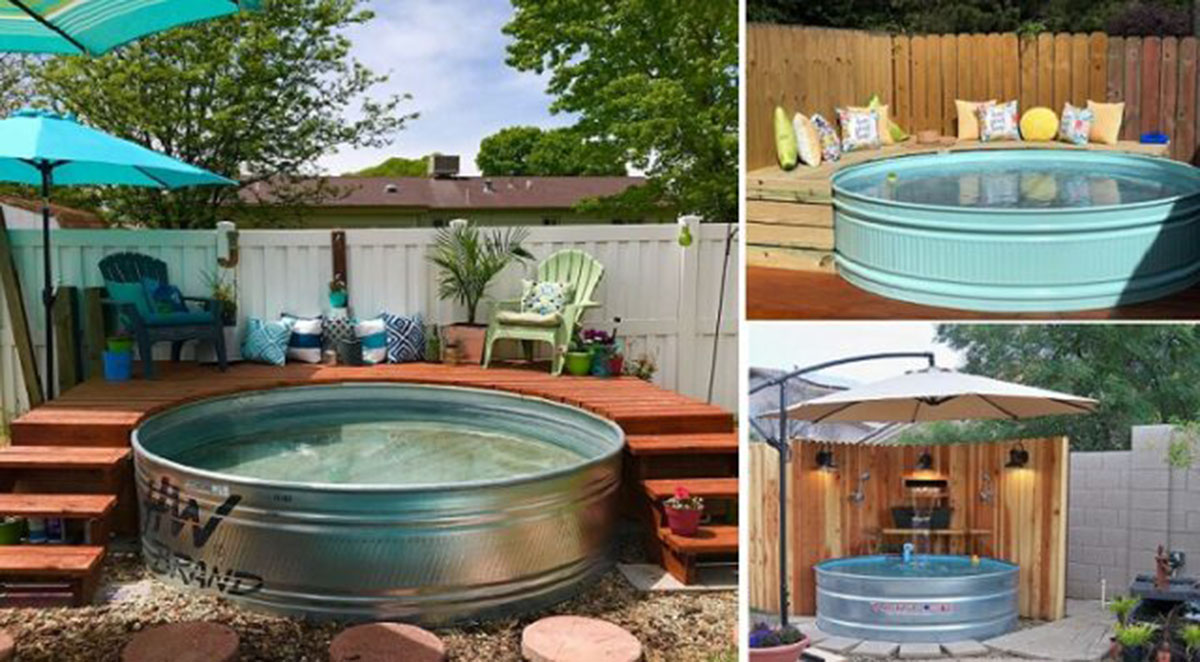 Ideias para criar uma bonita piscina barata com tanque barato - 1001 Ideias