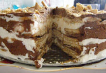 Bolo de bolacha com natas e mousse de chocolate (fácil de fazer e tão delicioso)