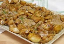Lombinhos de porco com cogumelos à minha maneira (ficam maravilhosos)
