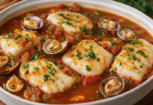 Pescada com amêijoas à marinheira (fica divinal e é simples de preparar)