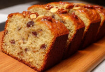 Bolo de Banana Aveia Maçã e Nozes – Húmido, aromático e cheio de sabor